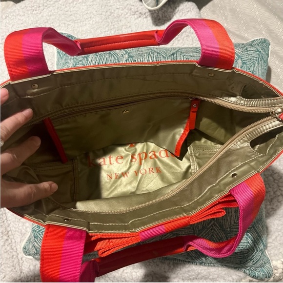 Kate Spade New York Garri Tote Bag maraschino orange red pink pre owned - Picture 7 of 7